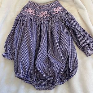 Stitch Fish smocked bubble purple and pink